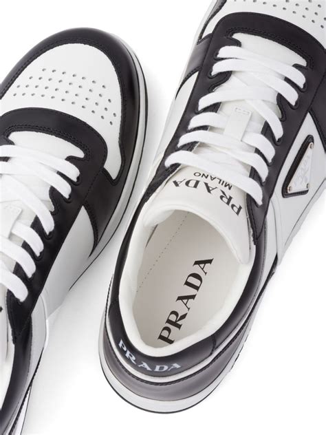 prada stripe-appliquéd sneakers|Prada Downtown logo.